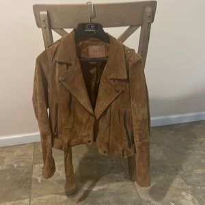 Camel suede moto jacket